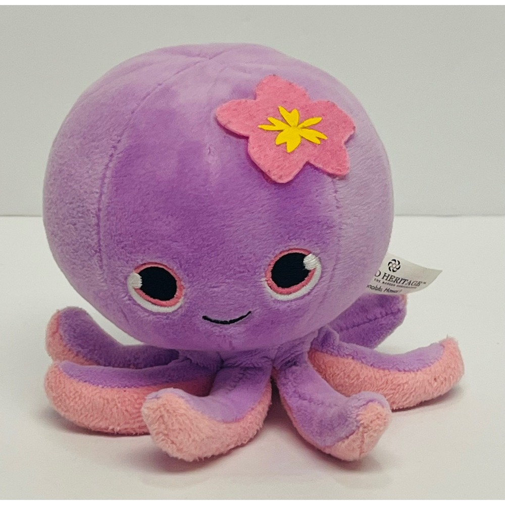 Island Heritage Purple Octopus Plush Hawaiian Hibiscus Flower Stuffed Toy 5 inch